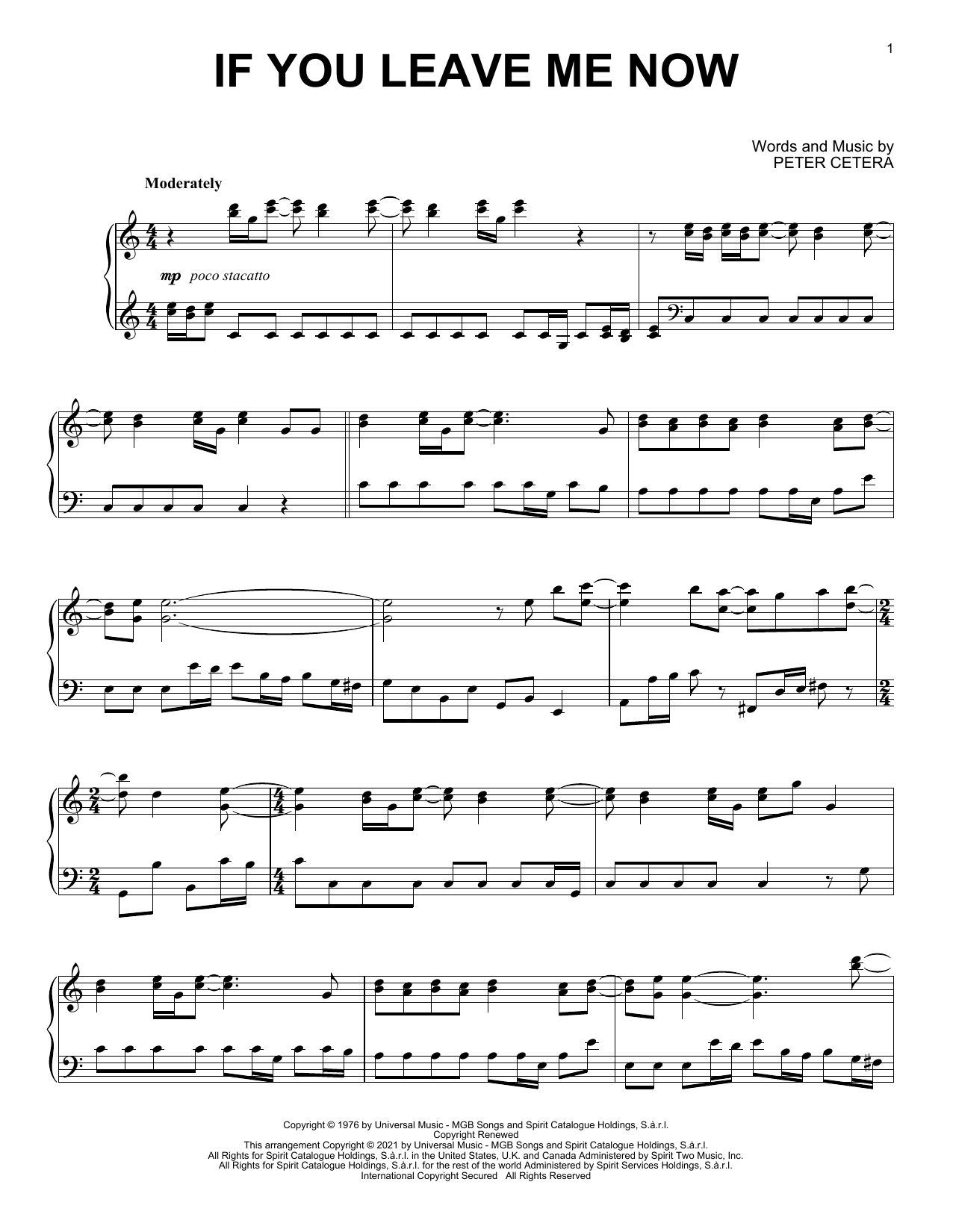 Chicago If You Leave Me Now [Classical version] (arr. David Pearl) Sheet Music Notes & Chords for Piano Solo - Download or Print PDF