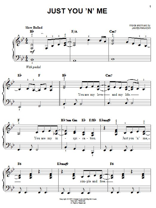 Chicago Just You 'N' Me Sheet Music Notes & Chords for Easy Piano - Download or Print PDF