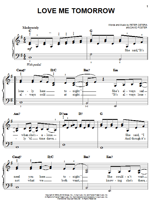 Chicago Love Me Tomorrow Sheet Music Notes & Chords for Easy Piano - Download or Print PDF