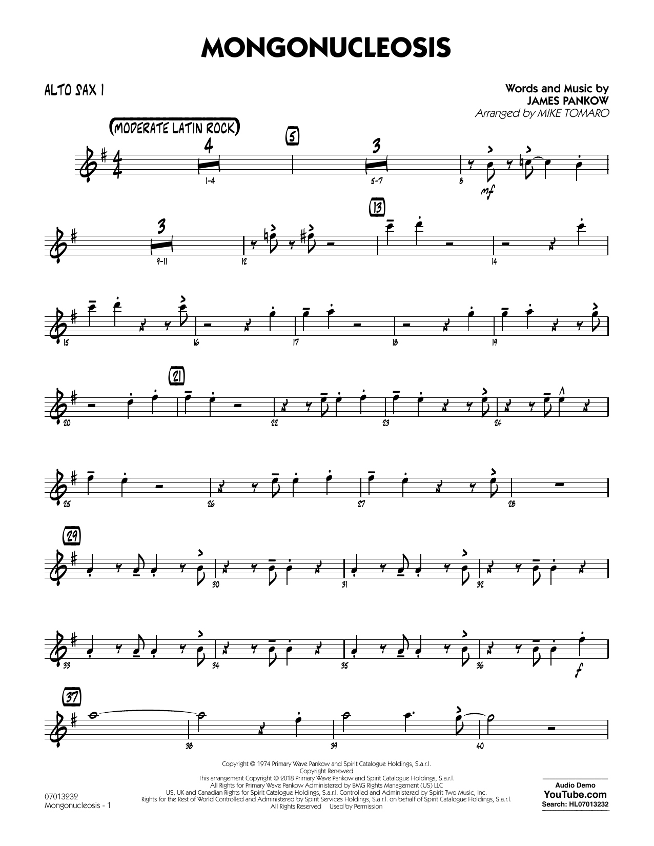 Mongonucleosis (arr. Mike Tomaro) - Alto Sax 1 sheet music