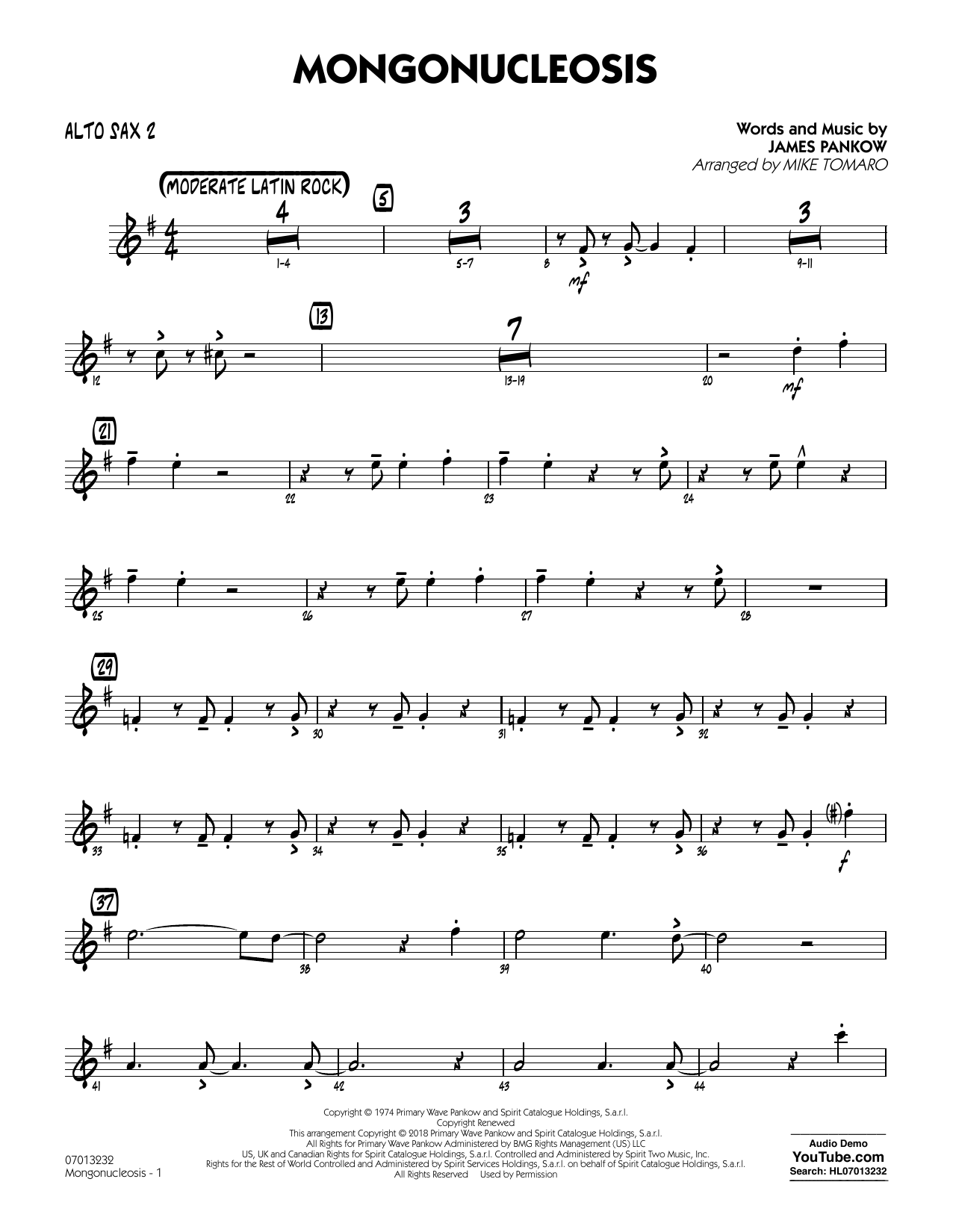 Preview Chicago Mongonucleosis (arr. Mike Tomaro) - Alto Sax 2 Pop sheet music, notes and chords for Jazz Ensemble, SKU: 403799 Mongonucleosis (arr. Mike Tomaro) - Alto Sax 2 sheet music