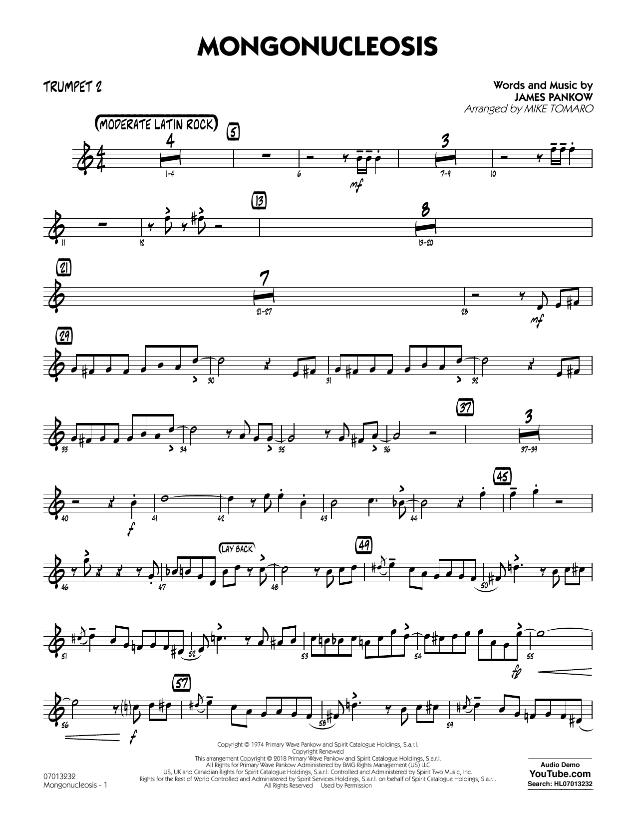 Preview Chicago Mongonucleosis (arr. Mike Tomaro) - Trumpet 2 Pop sheet music, notes and chords for Jazz Ensemble, SKU: 403804 Mongonucleosis (arr. Mike Tomaro) - Trumpet 2 sheet music