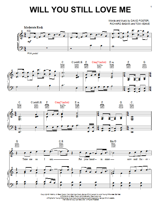 Chicago Will You Still Love Me Sheet Music Notes & Chords for Melody Line, Lyrics & Chords - Download or Print PDF