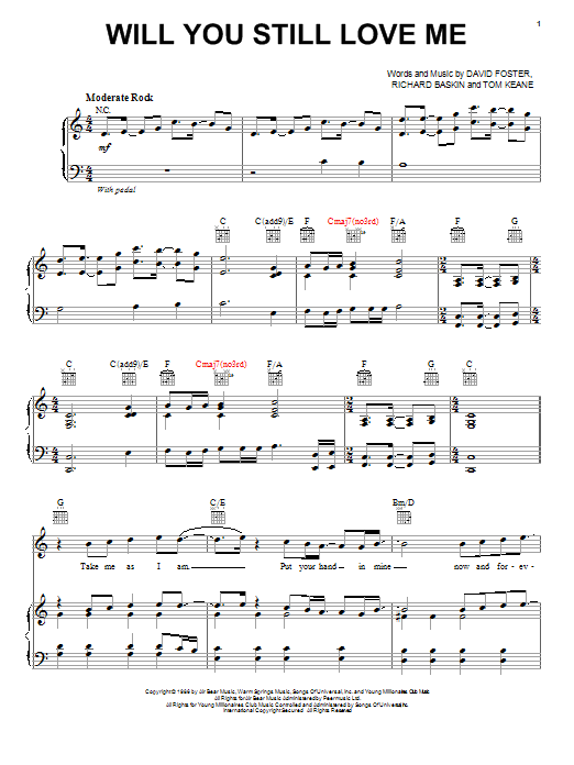 Preview Chicago Will You Still Love Me Rock sheet music, notes and chords for Lyrics & Chords, SKU: 81437 Will You Still Love Me sheet music