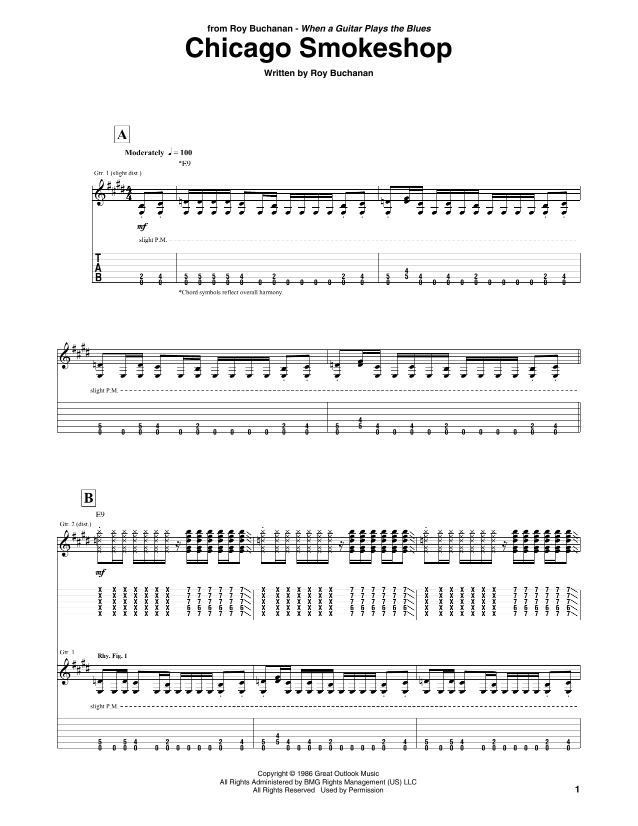 Preview Roy Buchanan Chicago Smokeshop Blues sheet music, notes and chords for Guitar Tab, SKU: 437048 sheet music, piano notes, chords, guitar tabs, score, transpose, transcribe, how to play, guide, download, learn, tutorial, progression, song, artist, awards, billboard, mtv, vh1, tour, single, album, release