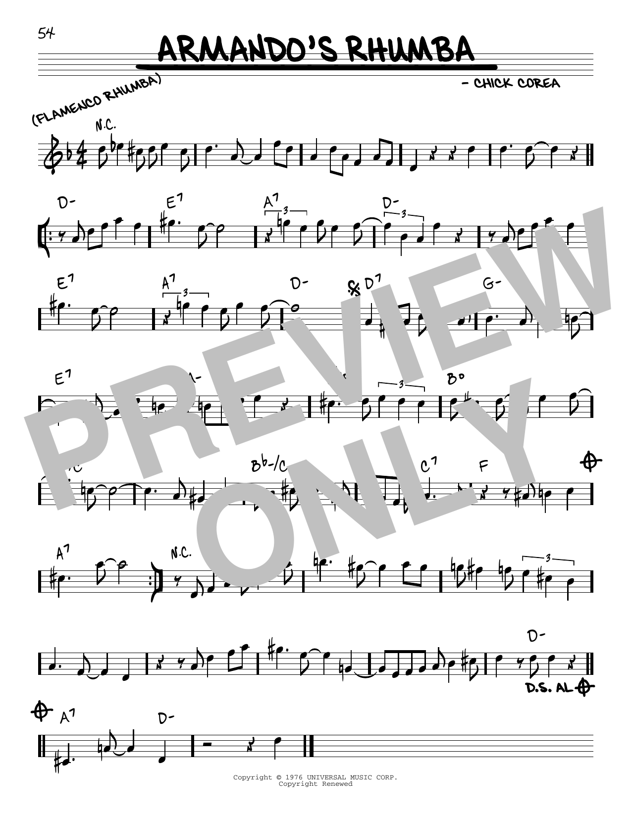 Chick Corea Armando's Rhumba Sheet Music Notes & Chords for Real Book – Melody & Chords - Download or Print PDF
