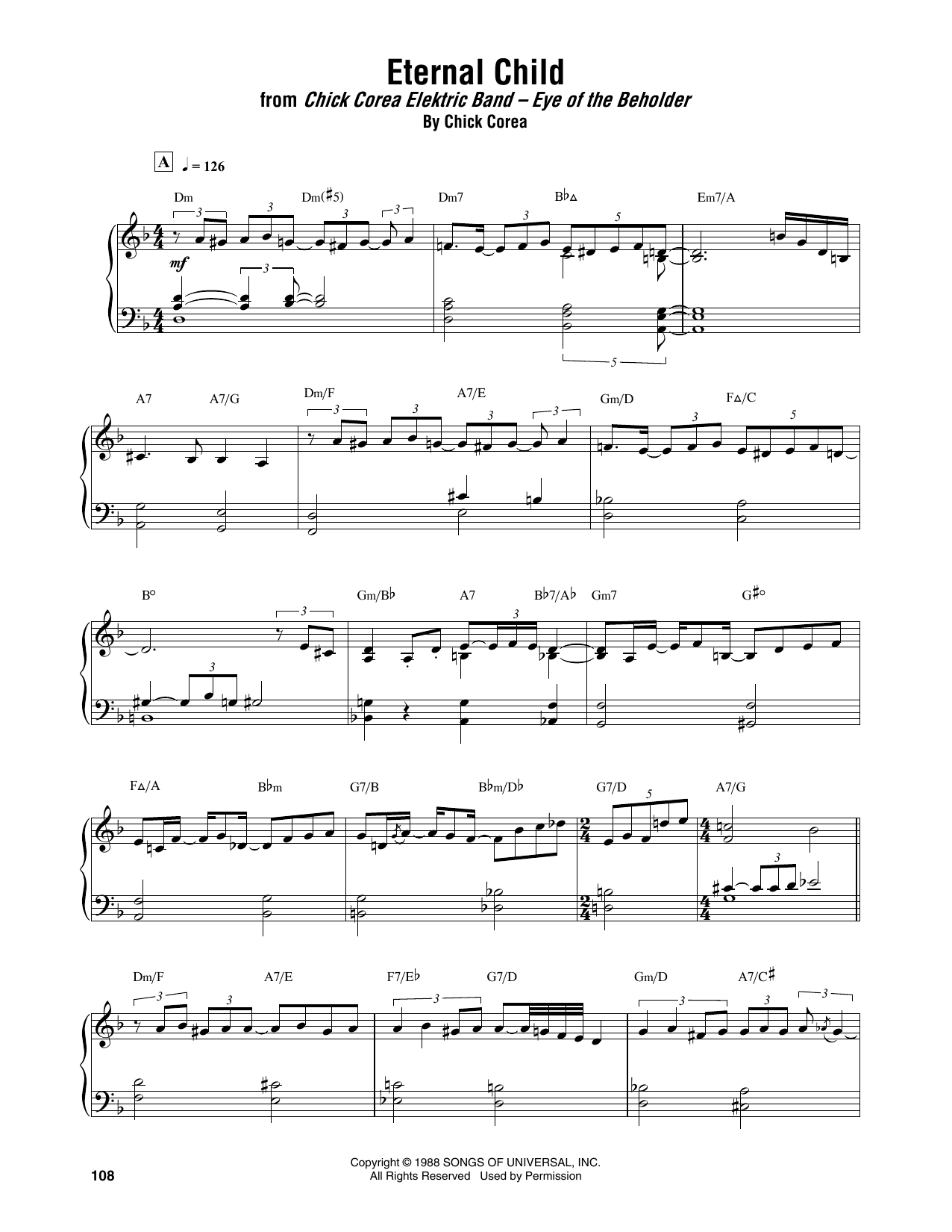 Chick Corea Elektric Band Eternal Child Sheet Music Notes & Chords for Piano Transcription - Download or Print PDF
