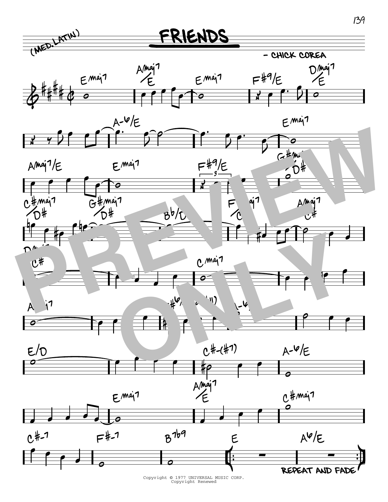 Chick Corea Friends Sheet Music Notes & Chords for Real Book – Melody & Chords - Download or Print PDF