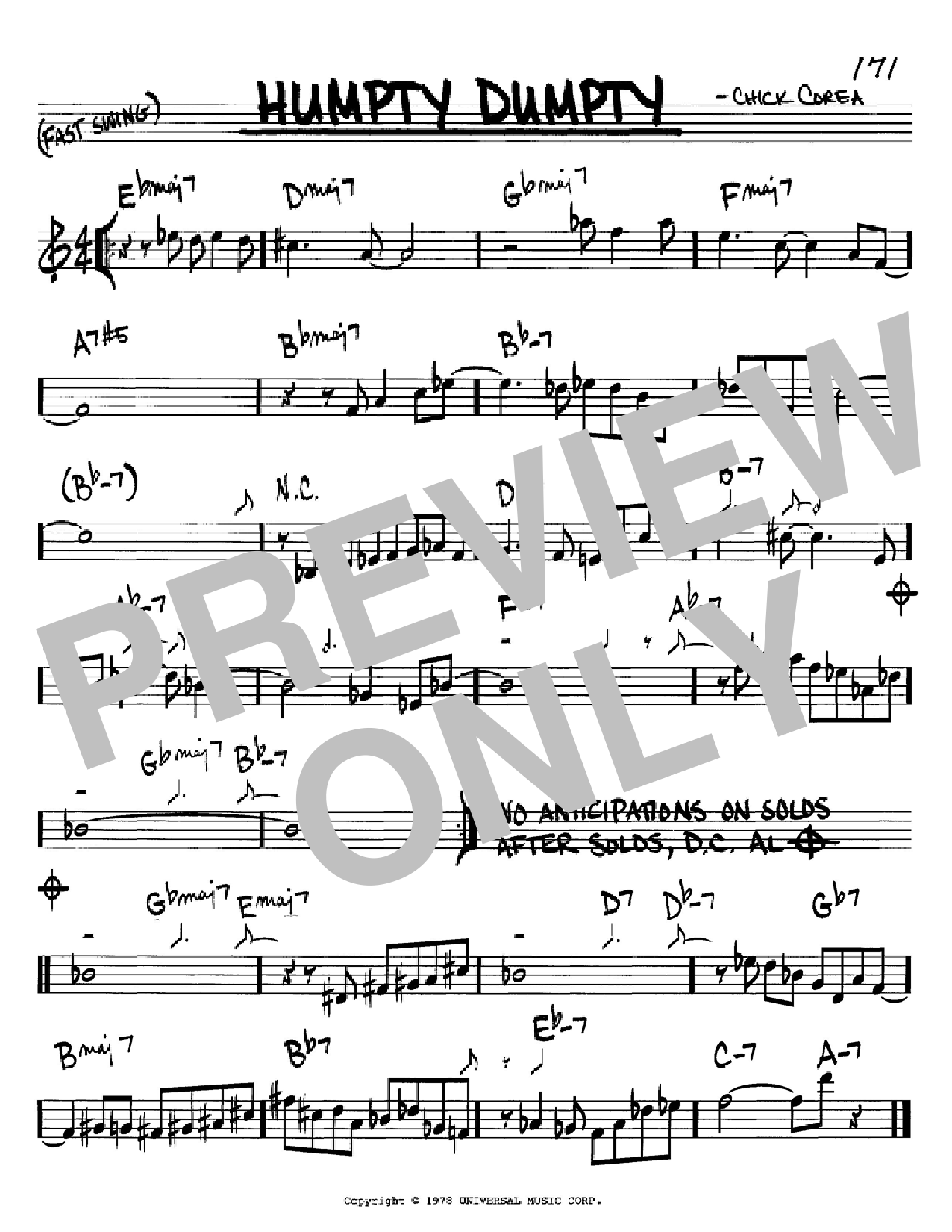 Chick Corea Humpty Dumpty Sheet Music Notes & Chords for Piano Transcription - Download or Print PDF