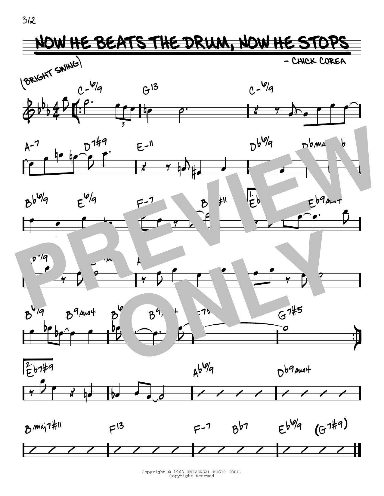 Chick Corea Now He Beats The Drum, Now He Stops Sheet Music Notes & Chords for Real Book – Melody & Chords - Download or Print PDF