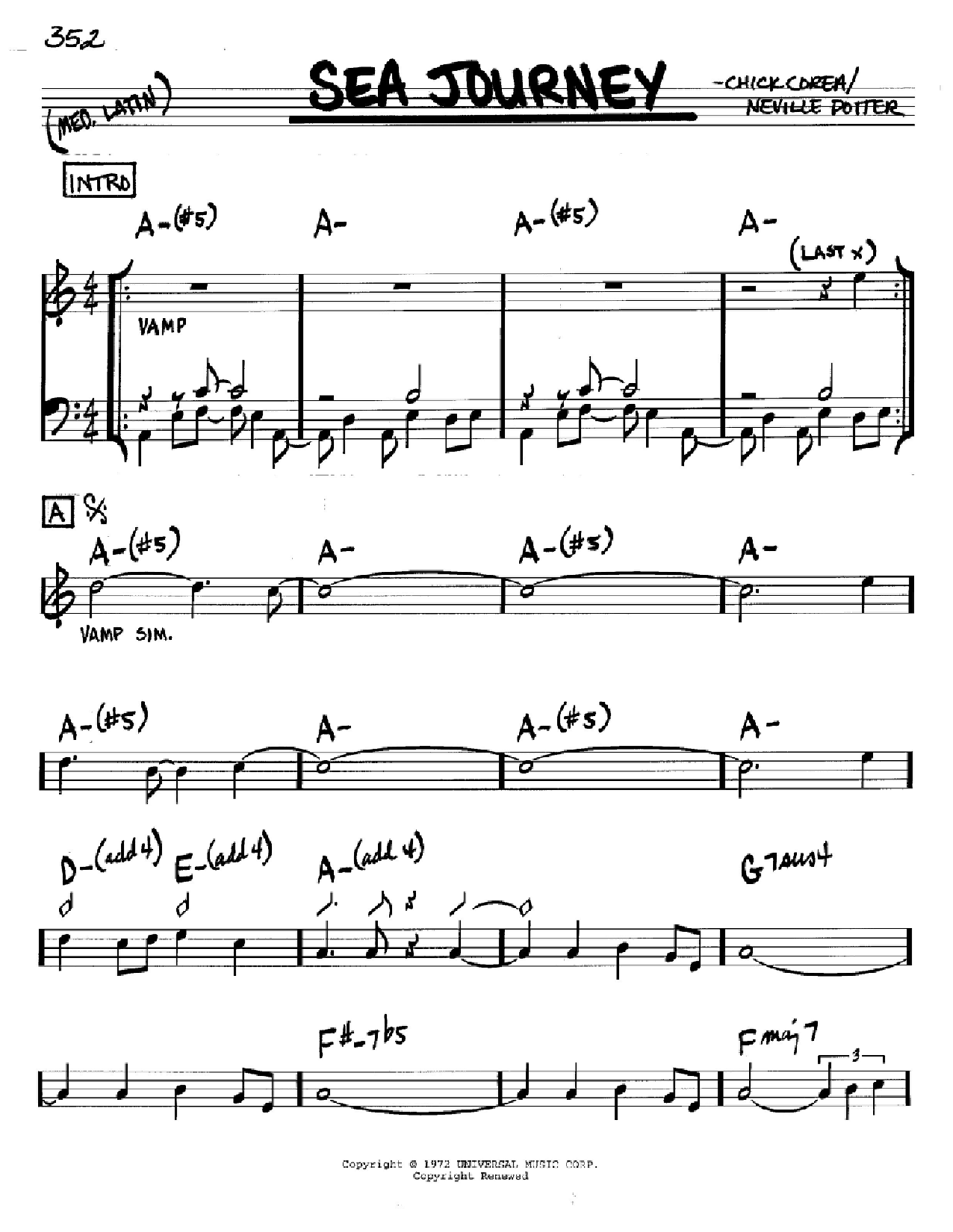 Chick Corea Sea Journey Sheet Music Notes & Chords for Real Book – Melody & Chords - Download or Print PDF