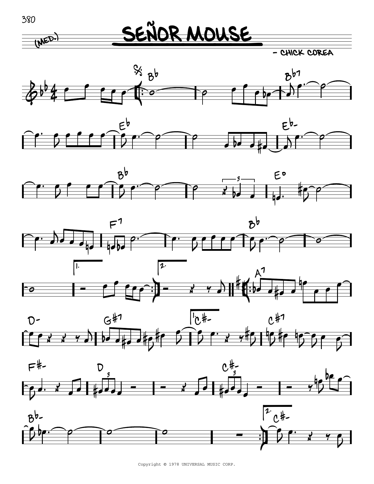 Chick Corea Señor Mouse Sheet Music Notes & Chords for Real Book – Melody & Chords - Download or Print PDF