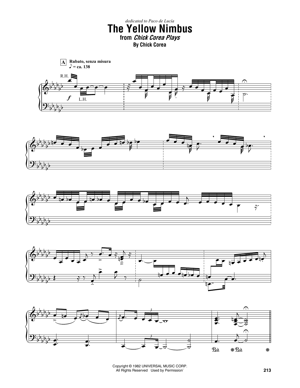 Chick Corea The Yellow Nimbus Sheet Music Notes & Chords for Piano Transcription - Download or Print PDF