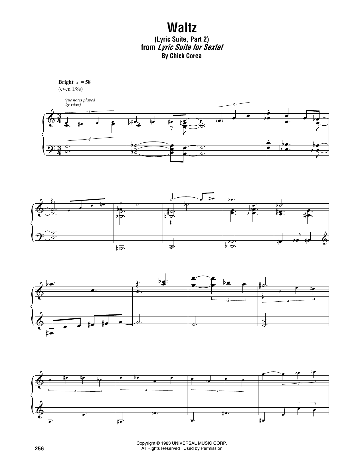 Chick Corea Waltz (Lyric Suite, Part 2) Sheet Music Notes & Chords for Piano Transcription - Download or Print PDF