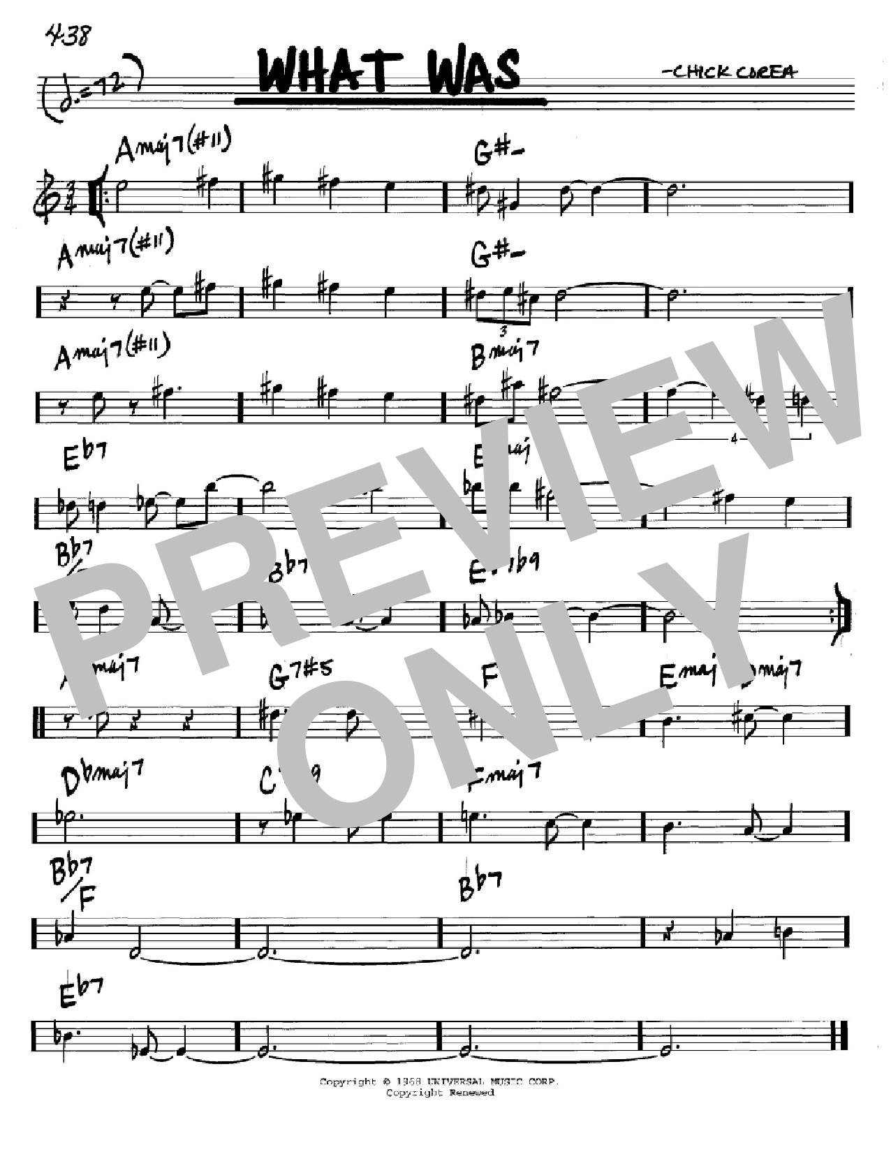 Chick Corea What Was Sheet Music Notes & Chords for Real Book – Melody & Chords - Download or Print PDF