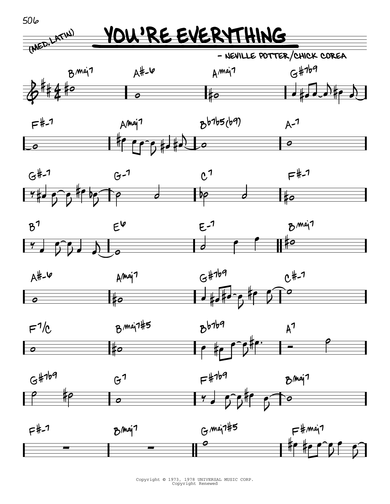 Chick Corea You're Everything Sheet Music Notes & Chords for Real Book – Melody & Chords - Download or Print PDF