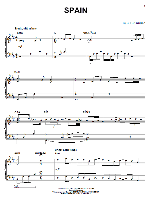 Spain (arr. Brent Edstrom) sheet music