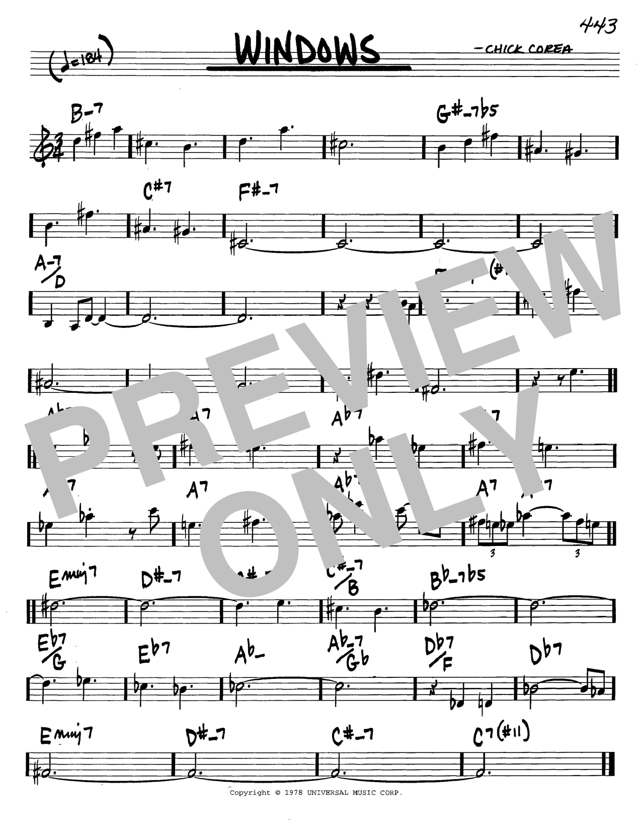 Preview Chick Corea Windows Jazz sheet music, notes and chords for Guitar Tab, SKU: 83458 Windows sheet music