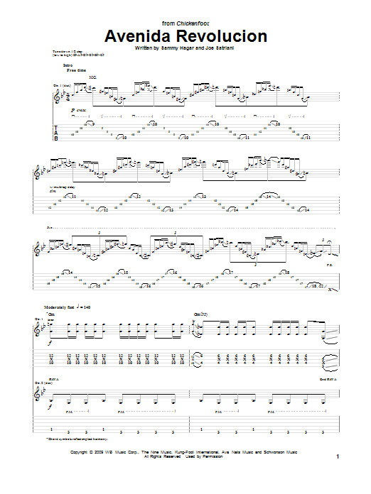 Chickenfoot Avenida Revolucion Sheet Music Notes & Chords for Guitar Tab - Download or Print PDF