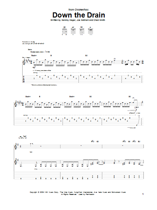 Chickenfoot Down The Drain Sheet Music Notes & Chords for Guitar Tab - Download or Print PDF