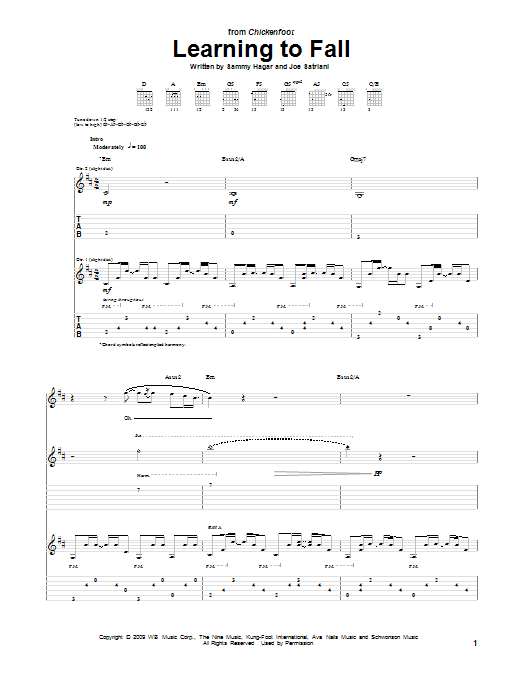 Chickenfoot Learning To Fall Sheet Music Notes & Chords for Guitar Tab - Download or Print PDF