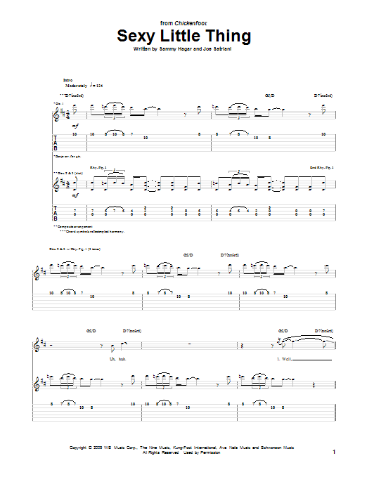 Chickenfoot Sexy Little Thing Sheet Music Notes & Chords for Guitar Tab - Download or Print PDF