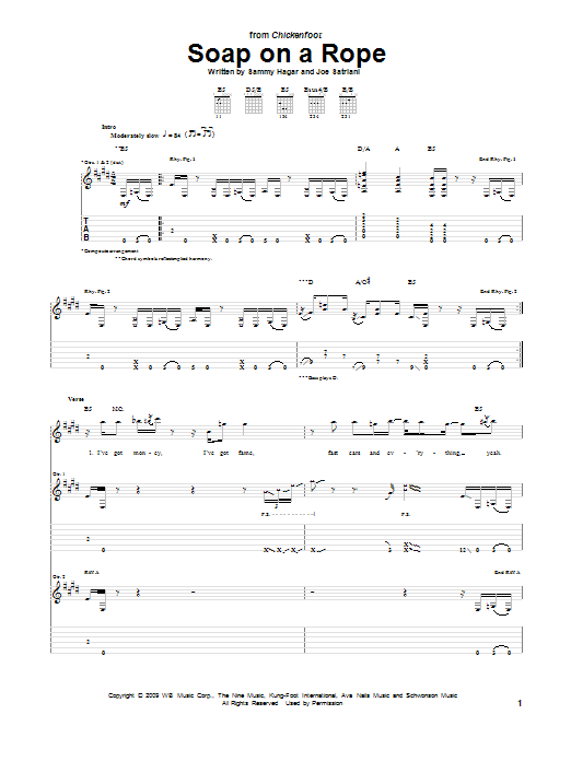 Chickenfoot Soap On A Rope Sheet Music Notes & Chords for Guitar Tab - Download or Print PDF