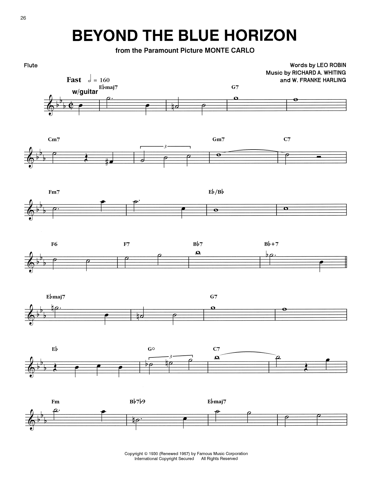 Chico Hamilton Beyond The Blue Horizon Sheet Music Notes & Chords for Flute Transcription - Download or Print PDF Chico Hamilton Beyond The Blue Horizon Sheet Music Notes & Chords for Flute Transcription - Download or Print PDF