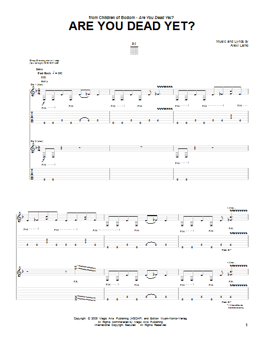 Children Of Bodom Are You Dead Yet? Sheet Music Notes & Chords for Guitar Tab - Download or Print PDF