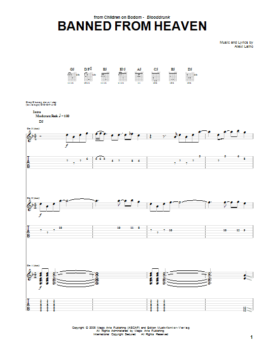 Children Of Bodom Banned From Heaven Sheet Music Notes & Chords for Guitar Tab - Download or Print PDF