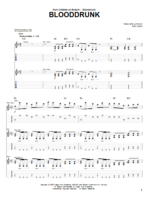 Children Of Bodom Blooddrunk Sheet Music Notes & Chords for Guitar Tab - Download or Print PDF