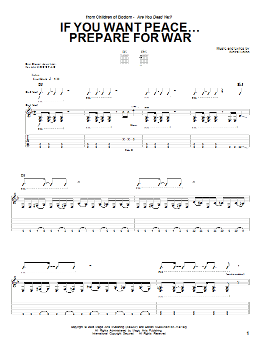 Children Of Bodom If You Want Peace... Prepare For War Sheet Music Notes & Chords for Guitar Tab - Download or Print PDF