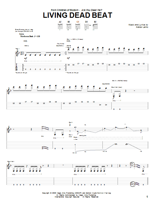 Children Of Bodom Living Dead Beat Sheet Music Notes & Chords for Guitar Tab - Download or Print PDF