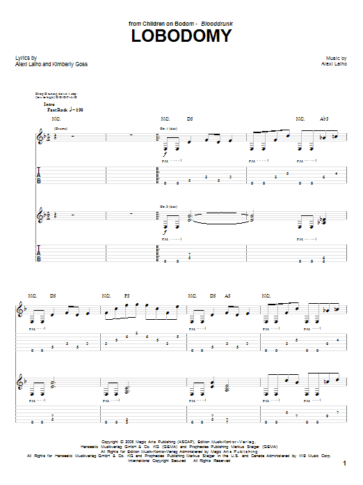 Children Of Bodom LoBodomy Sheet Music Notes & Chords for Guitar Tab - Download or Print PDF