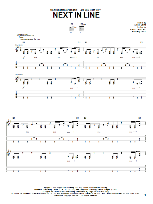 Children Of Bodom Next In Line Sheet Music Notes & Chords for Guitar Tab - Download or Print PDF