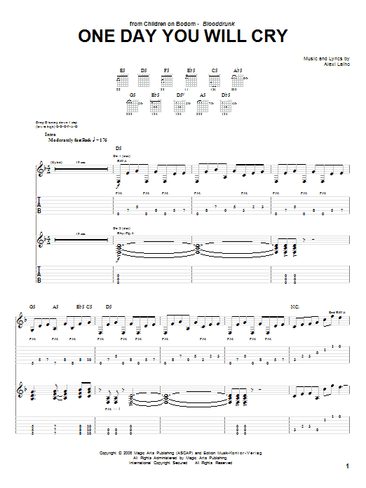 Children Of Bodom One Day You Will Cry Sheet Music Notes & Chords for Guitar Tab - Download or Print PDF