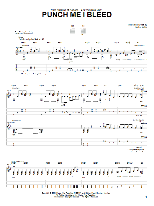 Children Of Bodom Punch Me I Bleed Sheet Music Notes & Chords for Guitar Tab - Download or Print PDF