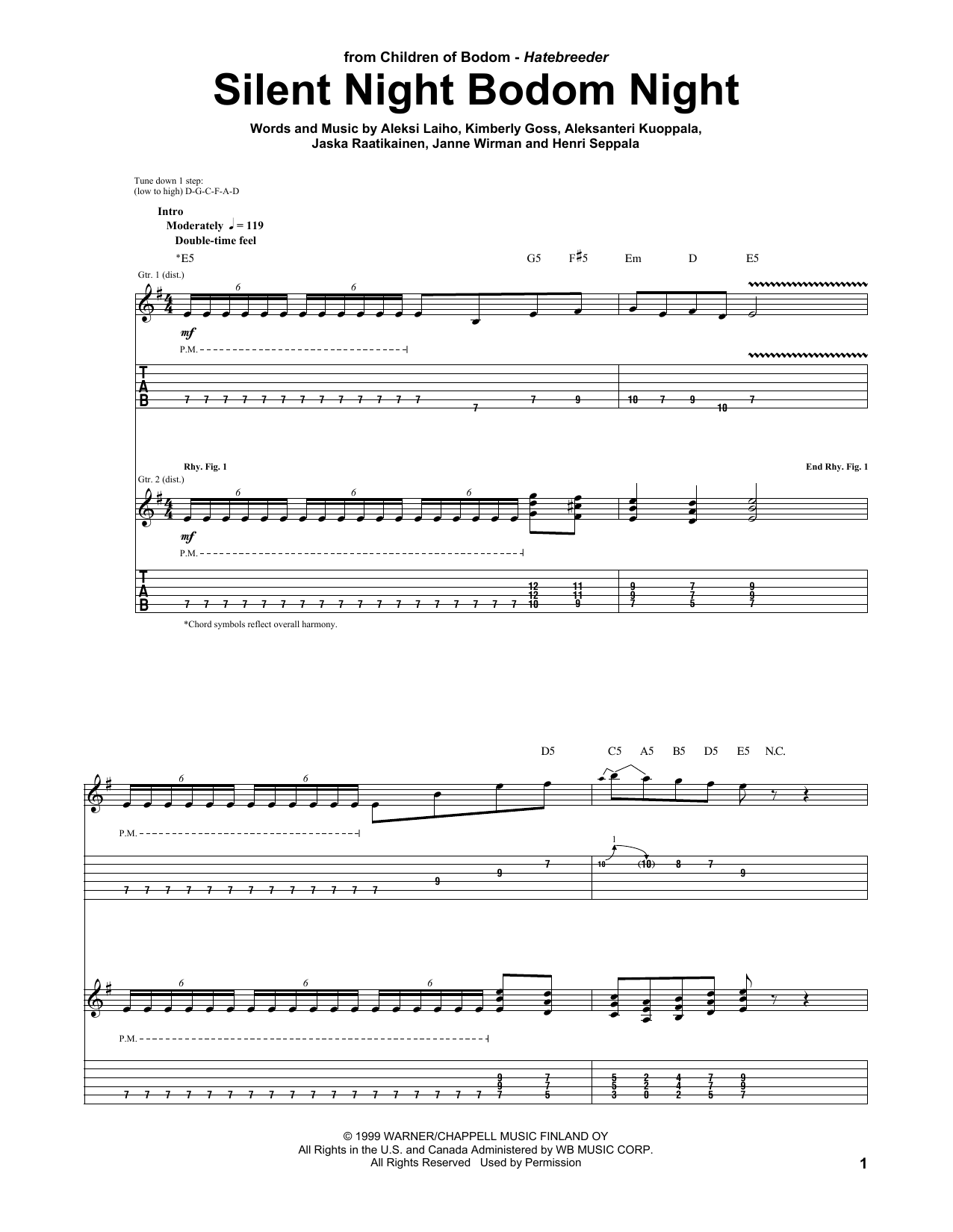 Children Of Bodom Silent Night Bodom Night Sheet Music Notes & Chords for Guitar Tab - Download or Print PDF