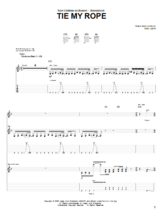 Children Of Bodom Tie My Rope Sheet Music Notes & Chords for Guitar Tab - Download or Print PDF