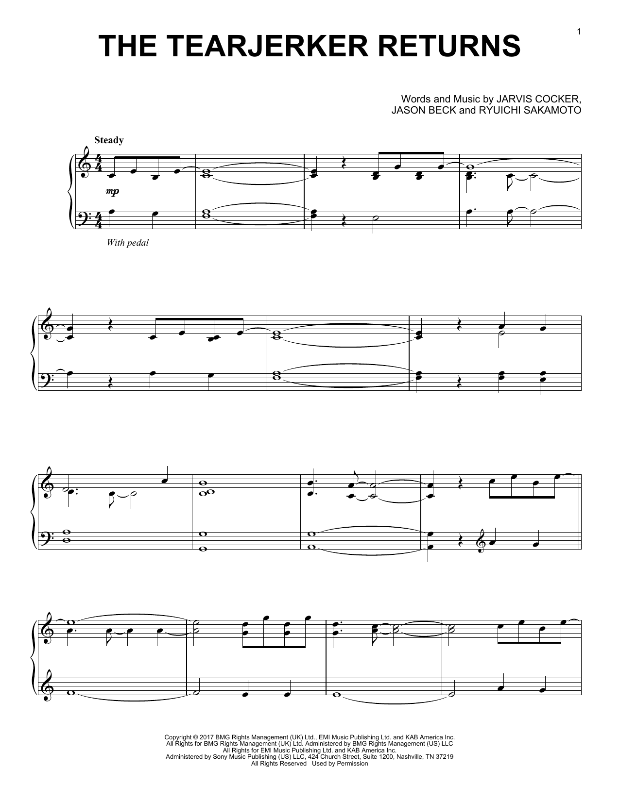 Chilly Gonzales & Jarvis Cocker The Tearjerker Returns Sheet Music Notes & Chords for Easy Piano - Download or Print PDF Chilly Gonzales & Jarvis Cocker The Tearjerker Returns Sheet Music Notes & Chords for Easy Piano - Download or Print PDF