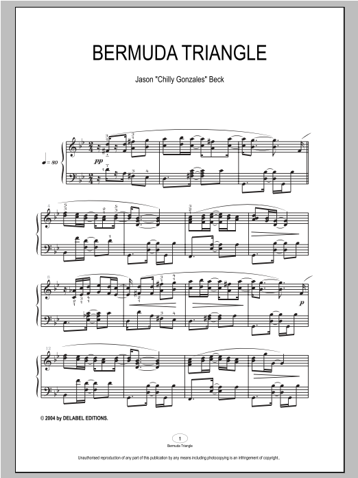 Chilly Gonzales Bermuda Triangle Sheet Music Notes & Chords for Piano - Download or Print PDF
