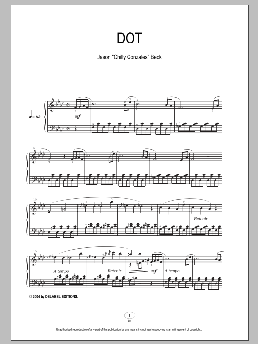 Chilly Gonzales Dot Sheet Music Notes & Chords for Piano - Download or Print PDF