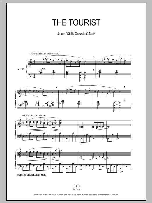 Chilly Gonzales The Tourist Sheet Music Notes & Chords for Piano - Download or Print PDF