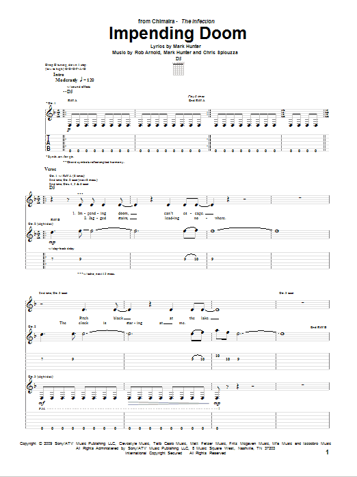 Chimaira Impending Doom Sheet Music Notes & Chords for Guitar Tab - Download or Print PDF