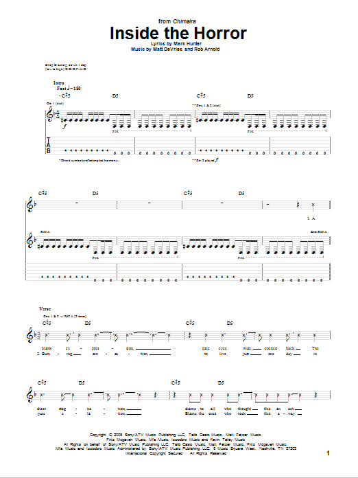 Chimaira Inside The Horror Sheet Music Notes & Chords for Guitar Tab - Download or Print PDF