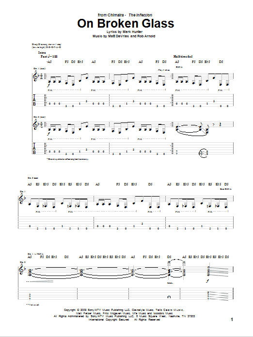 Chimaira On Broken Glass Sheet Music Notes & Chords for Guitar Tab - Download or Print PDF