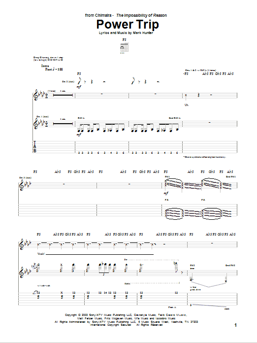 Chimaira Power Trip Sheet Music Notes & Chords for Guitar Tab - Download or Print PDF