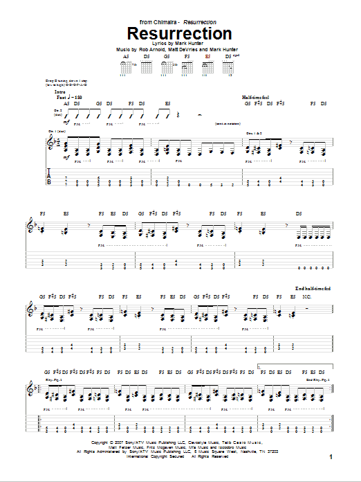 Chimaira Resurrection Sheet Music Notes & Chords for Guitar Tab - Download or Print PDF