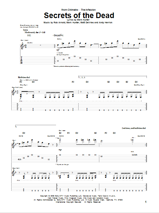 Chimaira Secrets Of The Dead Sheet Music Notes & Chords for Guitar Tab - Download or Print PDF