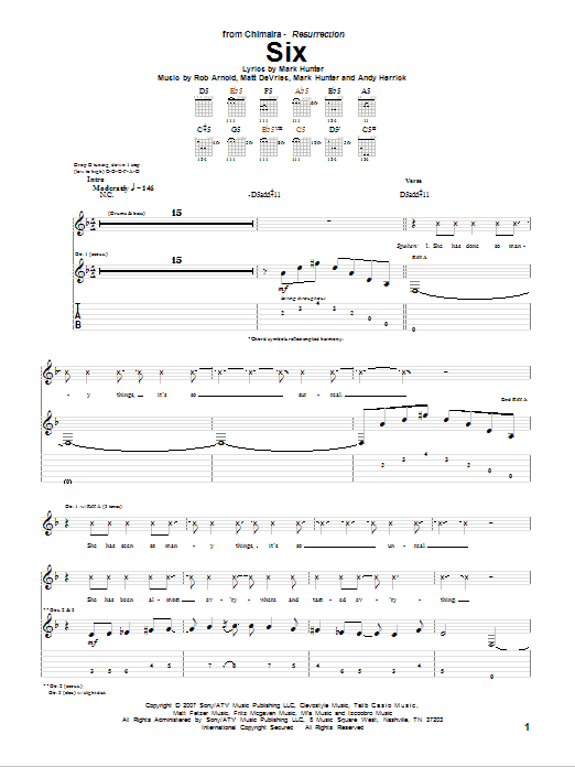 Chimaira Six Sheet Music Notes & Chords for Guitar Tab - Download or Print PDF